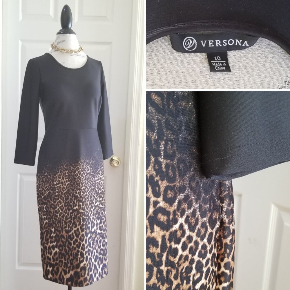 Versona - Ombre Animal Print, 3/4-sleeve Dress